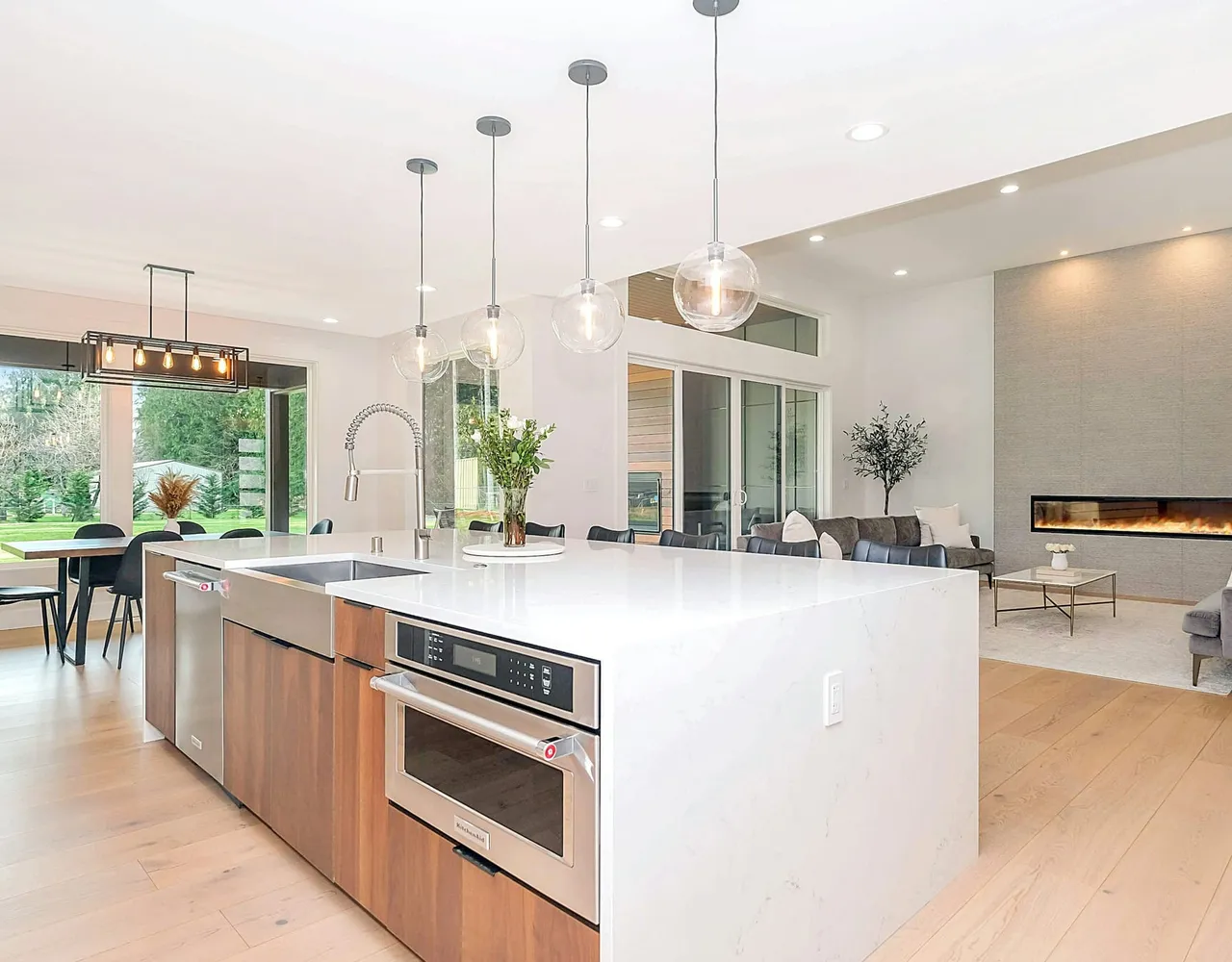 A wide, clean kitchen